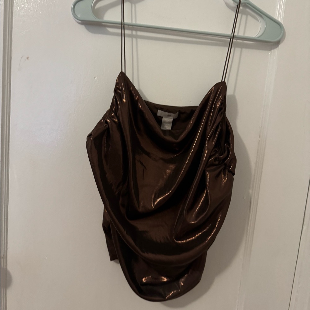 Shiny Brown Draped Camisole